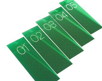 Custom Emerald Green Transparent Table Numbers for Weddings & Events