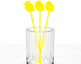 Lemon Cocktail Stir Sticks | Yellow Acrylic Drink Stirrers | Summer Wedding | Set of 30