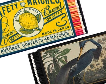 Archivist Gallery Grand Matchbox | Giant Luxury Matches for Fireplace + Mantle Decor | Custom Engraved Wood Branding | Lemon & Heron