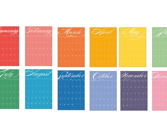 2026 Colorful Calendar | Printable Monthly Wall Calendar | Editable Illustrator File | PDF Digital Download