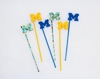 Big M Swizzle Sticks, Game Day Drink Stirrers, University Tailgate Favors