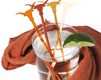 Texas Longhorn Swizzle Sticks, Game Day Drink Stirrers, University of Texas Tailgate Favors