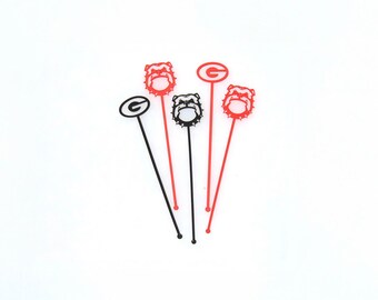 Bulldog + G Swizzle Sticks, Game Day Drink Stirrers, Tailgate Favors