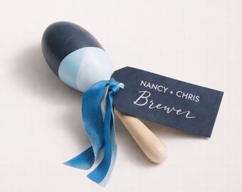 Hand-Dipped Maraca Escort Cards | Wedding Escort Card Favors | Custom Place Cards with Guest Names
