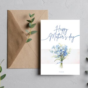 Editable  bouquet of flowers Mother's Day folded Template on Canva. Customize Your Mother's Day Tribute. Downloadable and Printable.