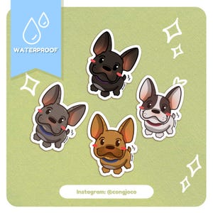 Französische Bulldogge Aufkleber | Wasserdichtes gestanztes Vinyl