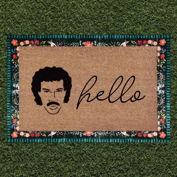 Hello Lionel Richie Hand Painted Doormat | Welcome Mat | Home Decor | Front Door Mat