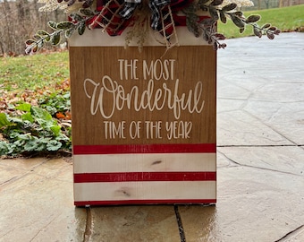 Christmas Door Sign| It's The Most Wonderful Time of the Year| Christmas Wreath| Christmas Door Hanger| Christmas Decor| Christmas Door Sign