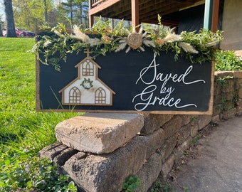 Saved By Grace Christian Wall Wood Sign| Christian Decor| Religious Wall Sign| Christian Gift