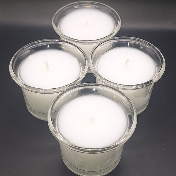 Handcrafted Bright White non-scent Tealight for parties & religious event great gift smokeless 8 hours burn special event decoration  4 pack