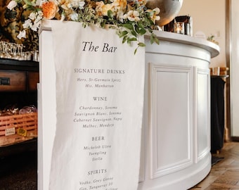 Bar Menu Sign, Custom Fabric Banner, Size 20x56 inch