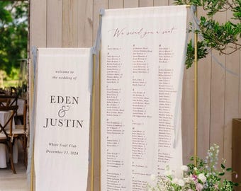 Custom Wedding Seating Chart Sign, Linen Signage, Fabric Banner, Size 36x80 inch