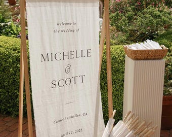Custom Wedding Sign, Linen Welcome Signage, Fabric Banner, Size 28x70 inches