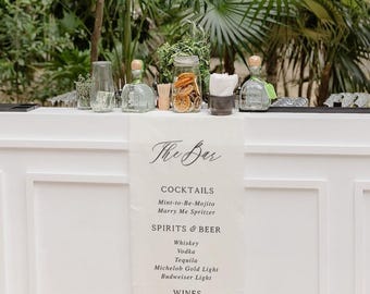 Bar Menu Sign, Custom Fabric Banner, Size 20x56 inch