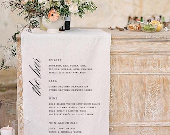 Bar Menu Sign, Custom Fabric Banner, Size 24x56 inch