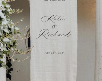 Custom Linen Wedding Sign, Welcome Signage, Custom Fabric Banner, Size 28x70 inches