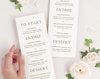 Custom Menu Card | Letterpress Print or Digital Print Option
