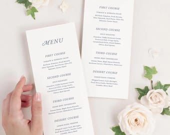Custom Menu Card | Letterpress Print or Digital Print Option