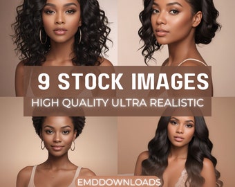 Black Models Stock Photos: Hair, Wig, Beauty Images (9 Photos) (Digital Download)