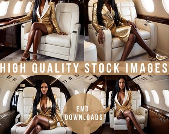 Luxury Black Women AI Stock Images: Beauty Portraits (Digital Download)