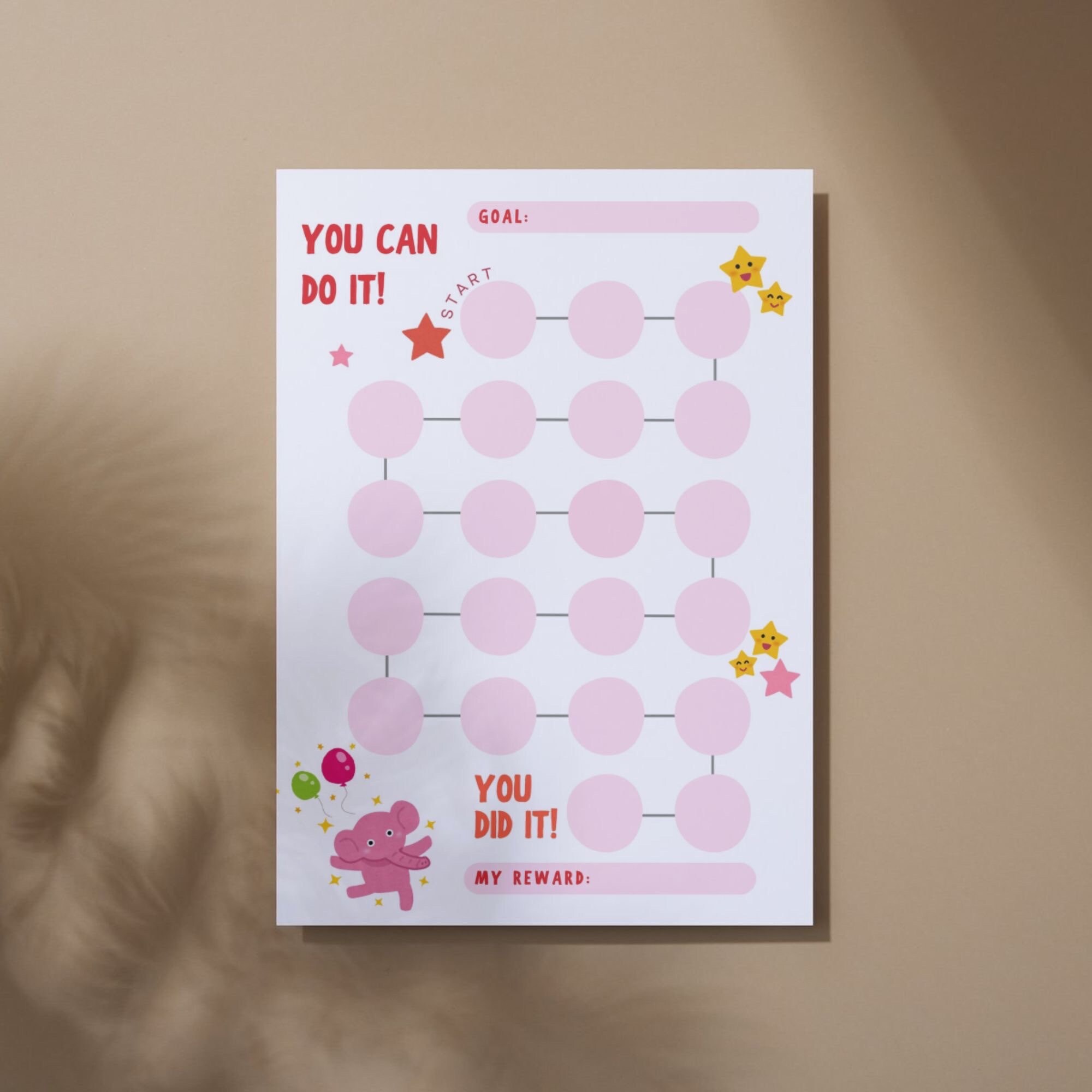 Printable Reward Chart Toddler Reward Chart Kids Potty Chart Pink ...