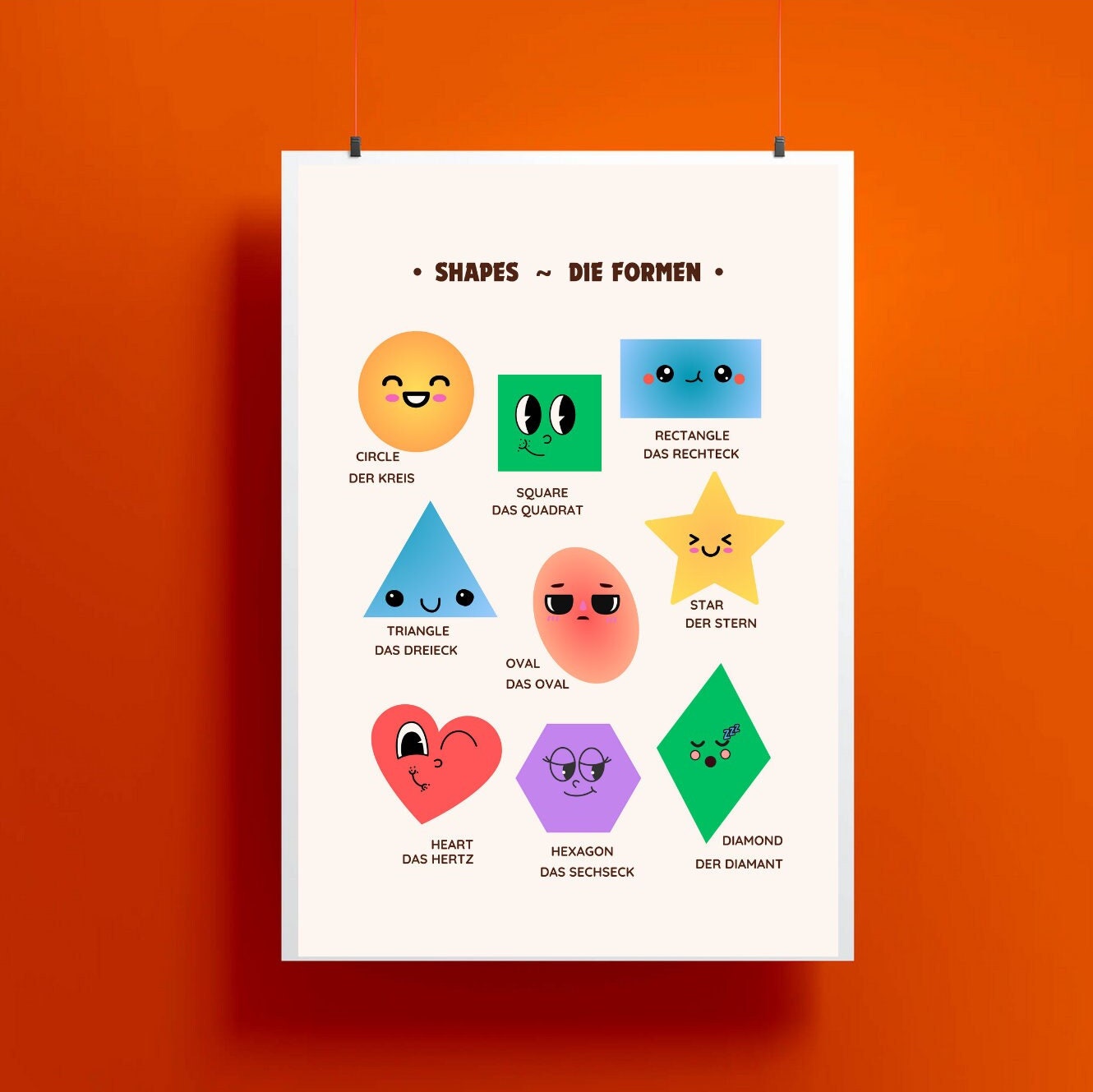 Learning Aid Shapes Downloadable Educational Poster SHAPES Poster Kids Print Toddler ...