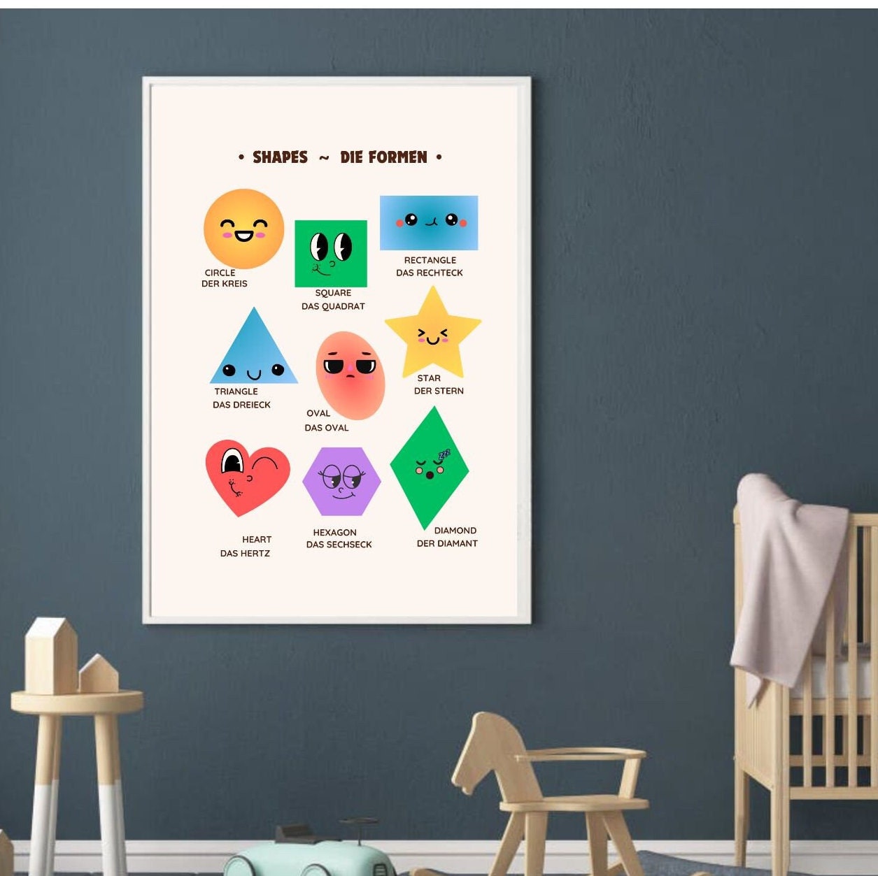 Learning Aid Shapes Downloadable Educational Poster SHAPES Poster Kids Print Toddler ...