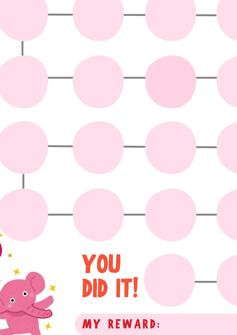 Printable Reward Chart Toddler Reward Chart Kids Potty Chart Pink ...