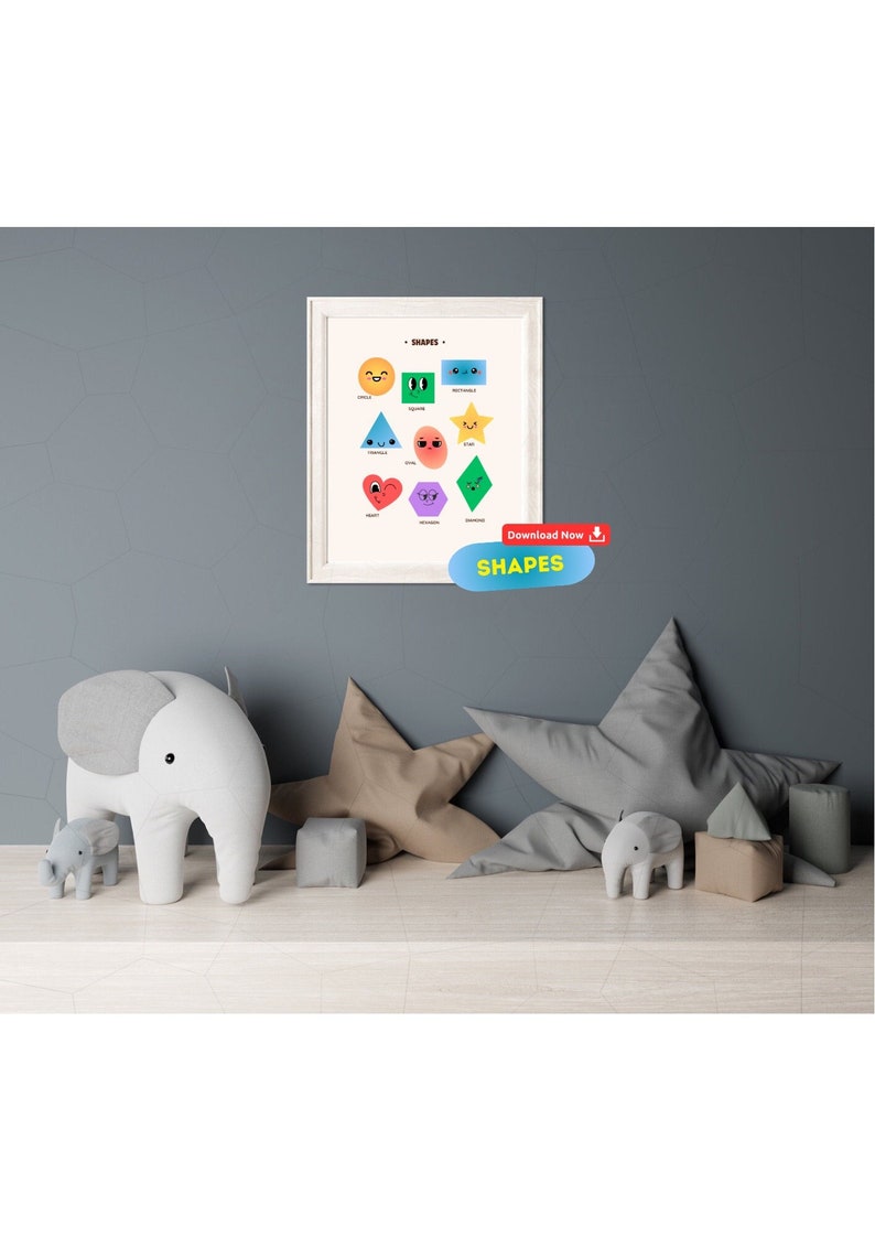 Learning Aid Shapes Downloadable Educational Poster SHAPES Poster Kids Print Toddler ...