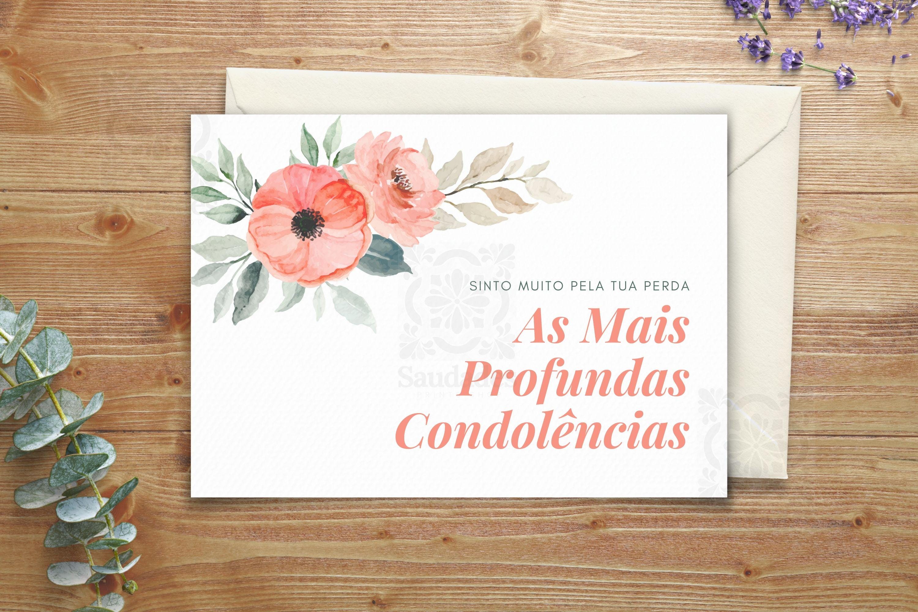 Portuguese Condolence Card: Floral Sympathy Design (digital