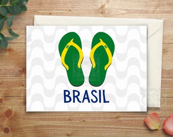 Brazilian Flip-Flops Card: Copacabana Beach Art Print (Digital Download)