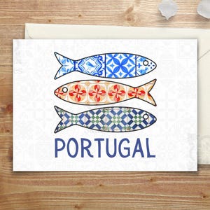 Impression d'art sardines portugaises - Motif poisson azulejo | Téléchargement instantané | 5 x 7 pouces | Formats Lettre US et A4