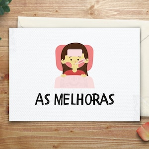 Send Get Well Wishes in Portuguese - Printable Sympathy Card | Appropriate for any occasion | US Letter & A4 Size