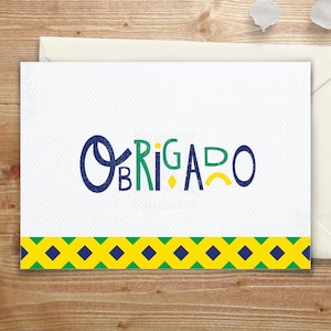 Brazil Thank You Card - Vibrant Tile Design in Brazilian Colors | 5 x 7 Digital Printable Card in US Letter & A4 Size