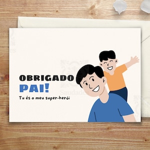 Thank You Dad - Obrigado Pai | 5x7 Digital Download, Perfect Gift for Dad, Portuguese-Message for Father's | US Letter & A4 Size