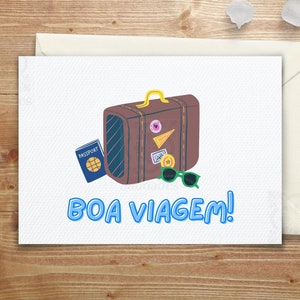 Boa Viagem - Portuguese Bon Voyage Card | 5x7 Digital Printable Card | Travel-Themed Digital Download | US Letter & A4 Size