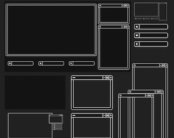 Black White Simple Stream Overlay Package for Twitch, DARK Windows Theme Overlay, Black and White Color, Dark Twitch Overlay Package