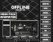 Animated DARK Stream overlays package for Twitch, Youtube, OBS, Streamlabs in topographic dark style