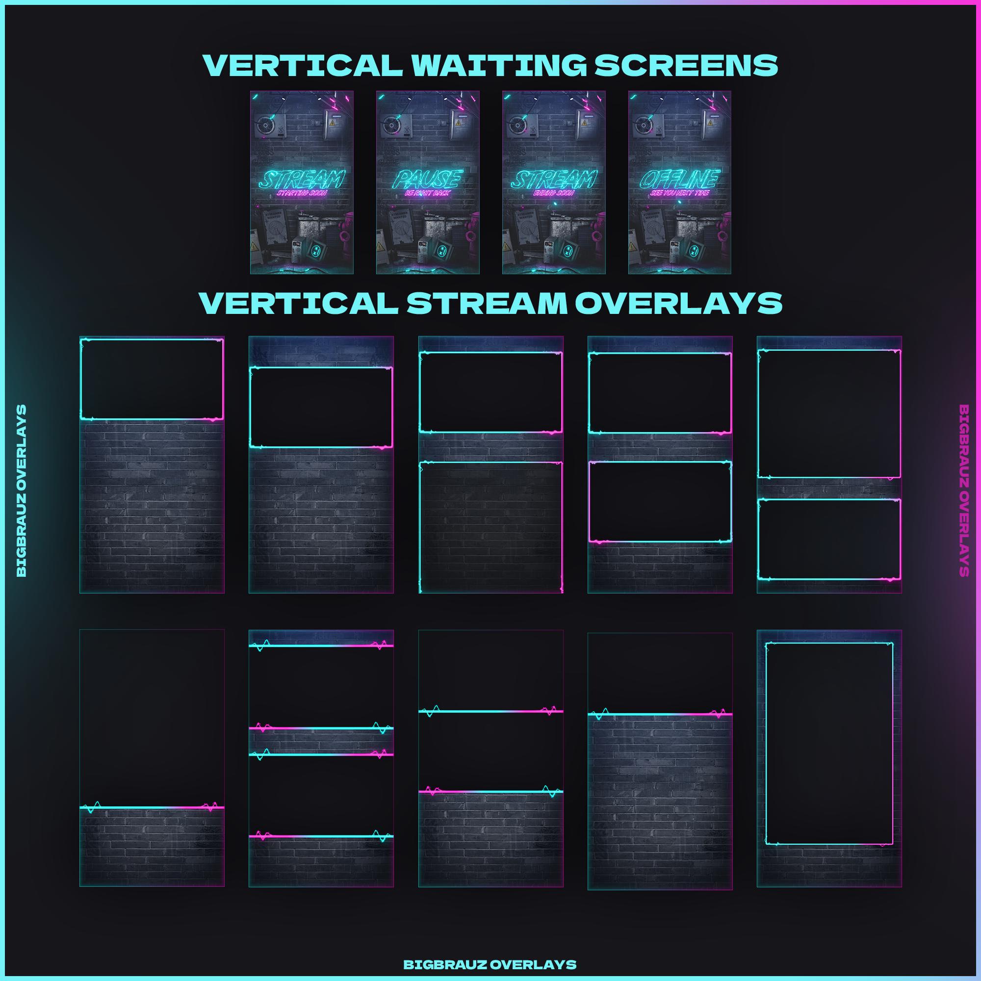 Type R Overlays Animated Dark Neon Stream Overlays Package (twitch, Youtube, Kick ...