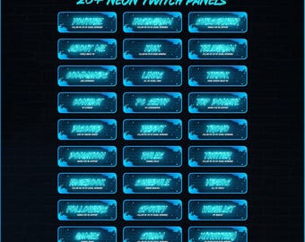 BLUE NEON PANELS For Twitch. Designs panels for twitch profile