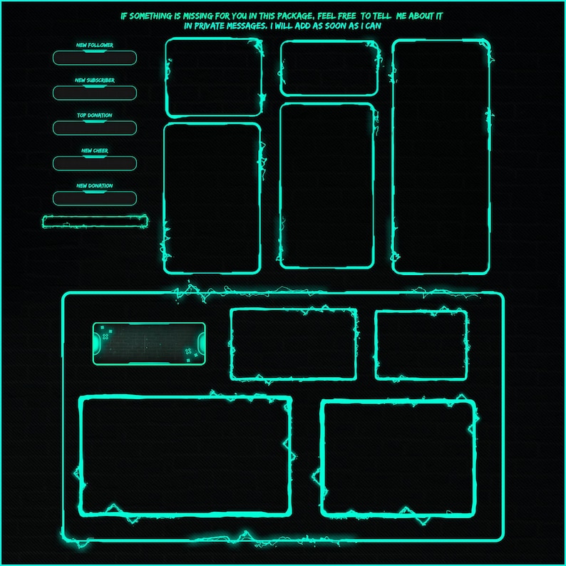 Green neon stream frames and overlays