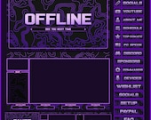 Animated DARK Stream overlays package for Twitch, Youtube, OBS, Streamlabs in topographic dark style