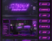 Animated DARK Stream overlays package for Twitch, Youtube, OBS, Streamlabs in topographic dark style