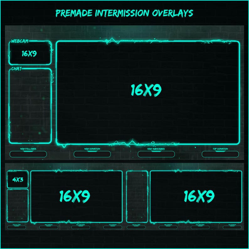Green neon stream overlays screens and scenes