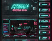 Animated DARK Stream overlays package for Twitch, Youtube, OBS, Streamlabs in topographic dark style