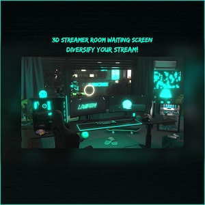 Green neon streamer room screens