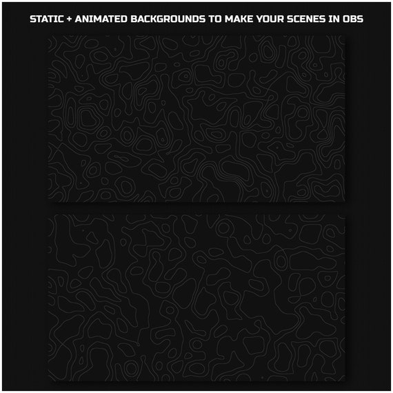 Animated DARK Stream overlays package for Twitch, Youtube, OBS, Streamlabs in topographic dark style
