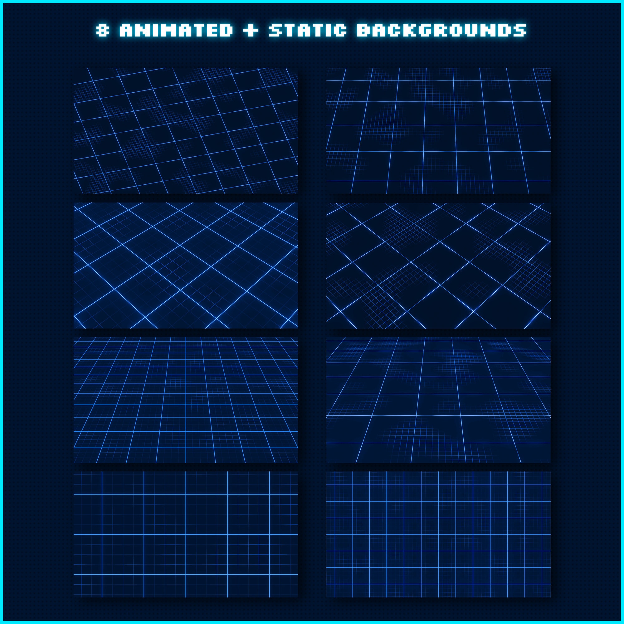 Animated Blue Neon Stream Overlays Package (twitch Overlays, Youtube ...