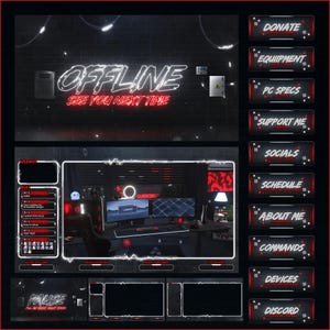 Pacote de sobreposições de fluxo animado estilo DARK NEON twitch