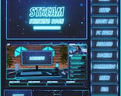 Animated DARK Stream overlays package for Twitch, Youtube, OBS, Streamlabs in topographic dark style